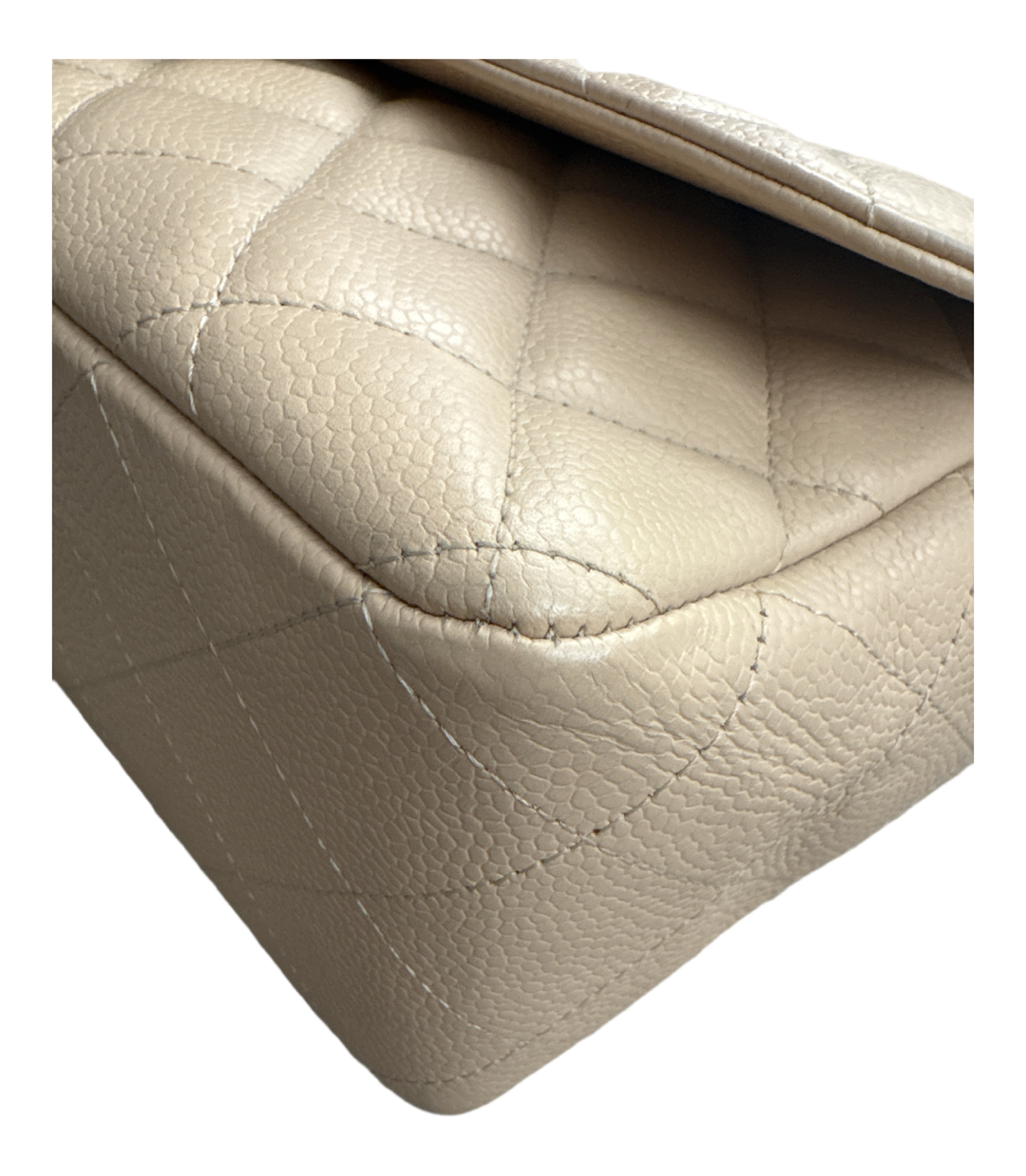 Beige Jumbo Classic Single Flap Bag
