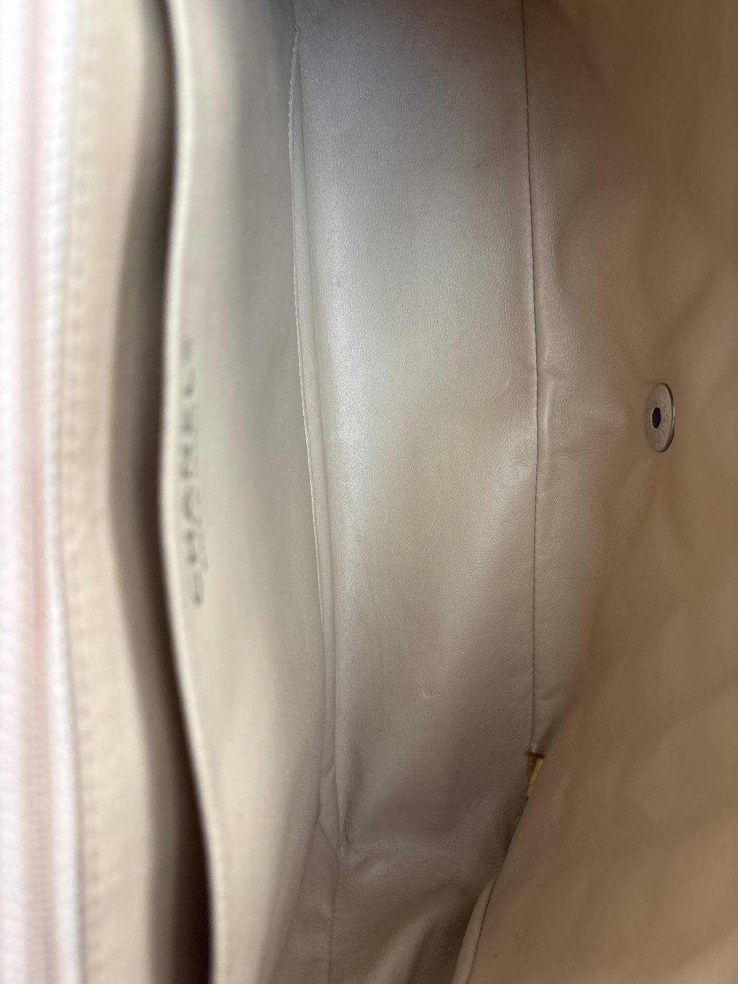 Beige Jumbo Classic Single Flap Bag