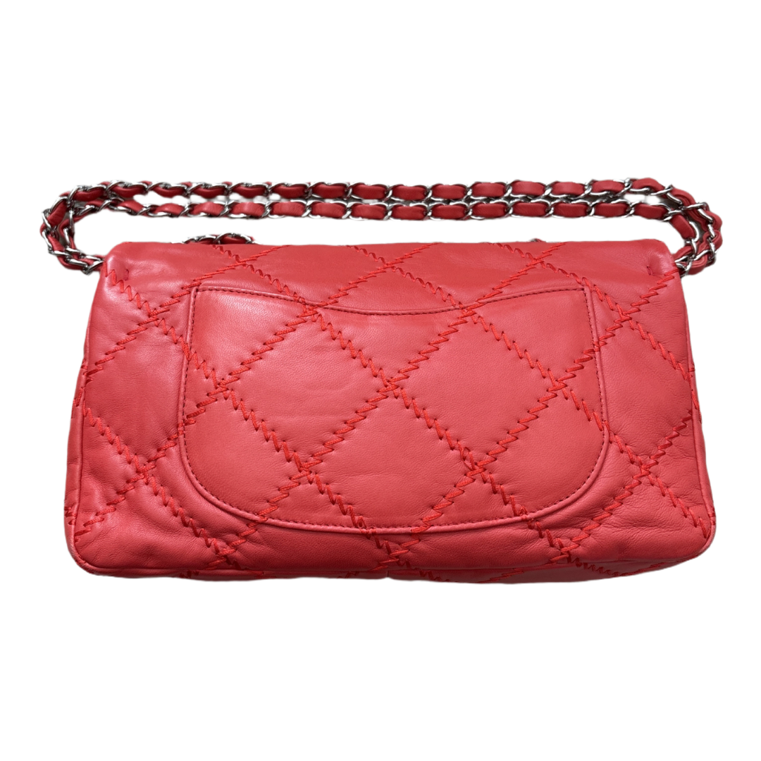Red Wild Stitch Single Flap Bag