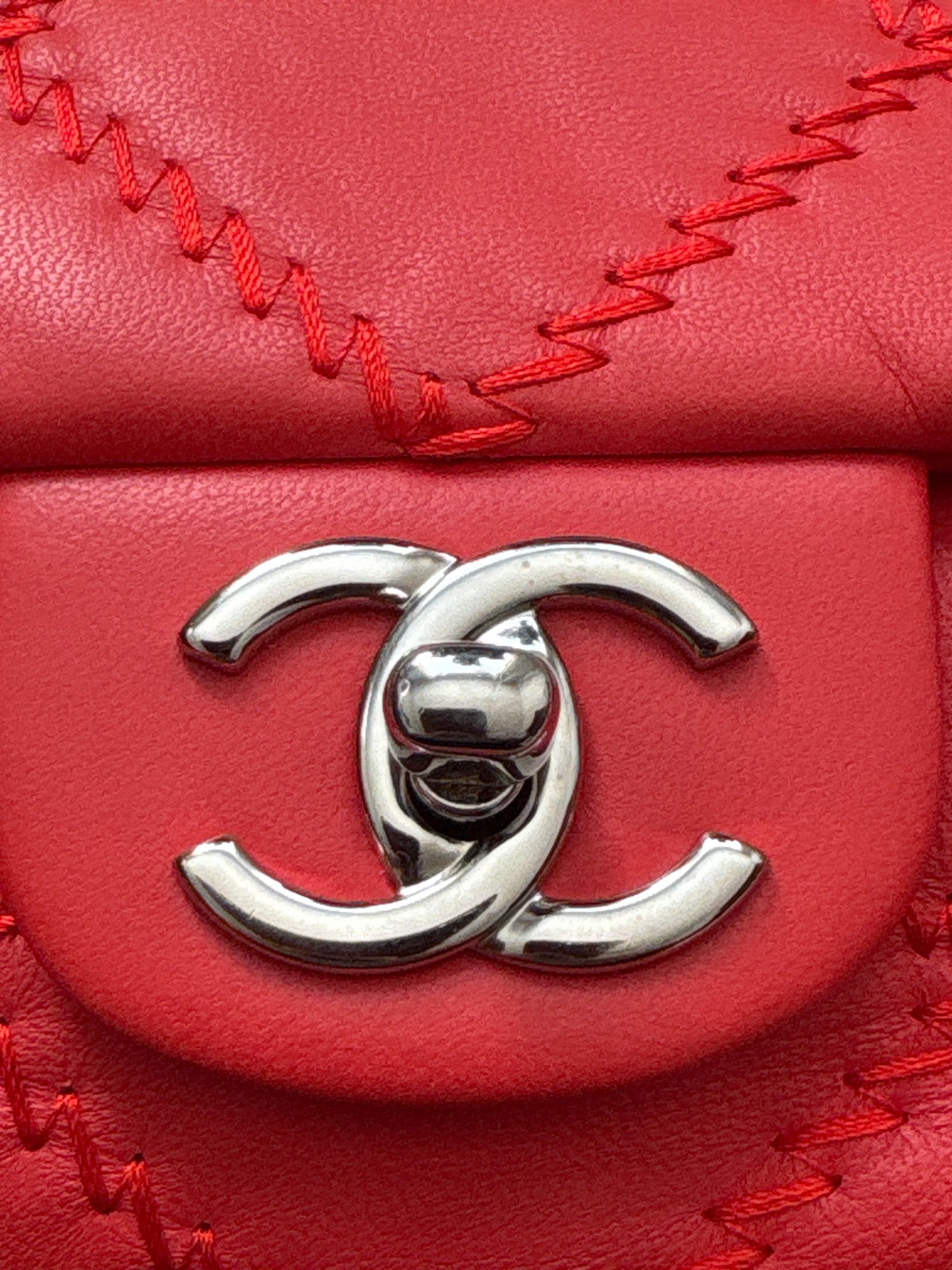 Red Wild Stitch Single Flap Bag