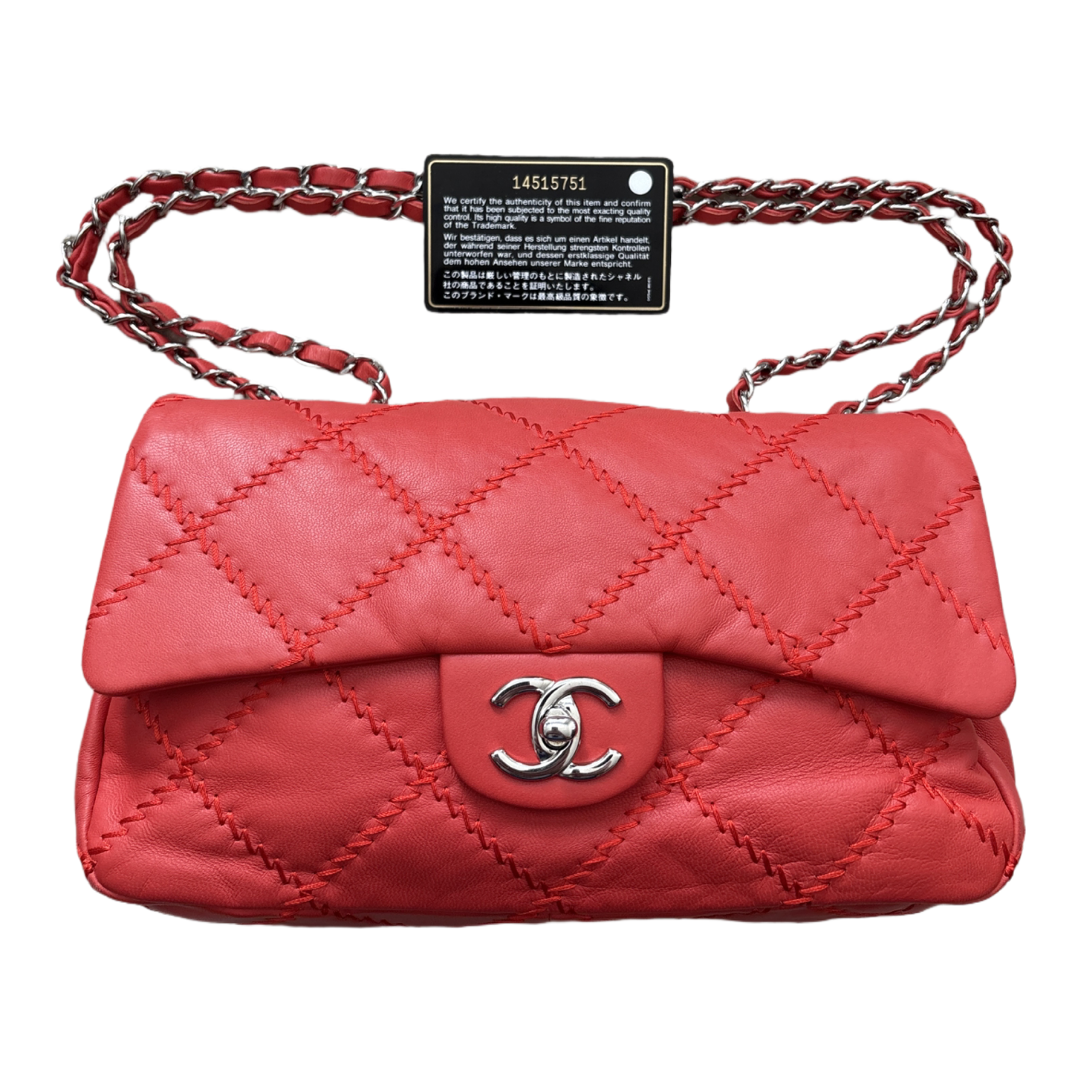 Red Wild Stitch Single Flap Bag