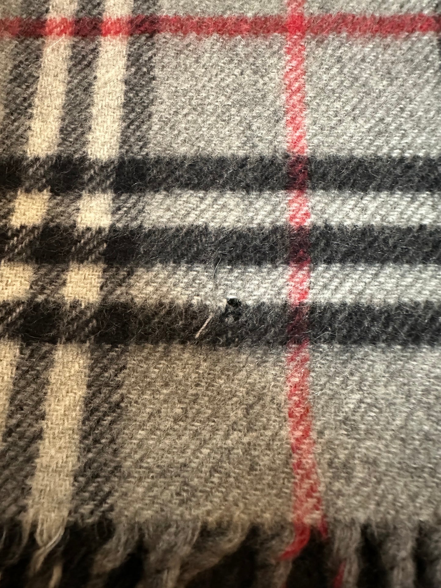 Nova Check Grey Cashmere Scarf