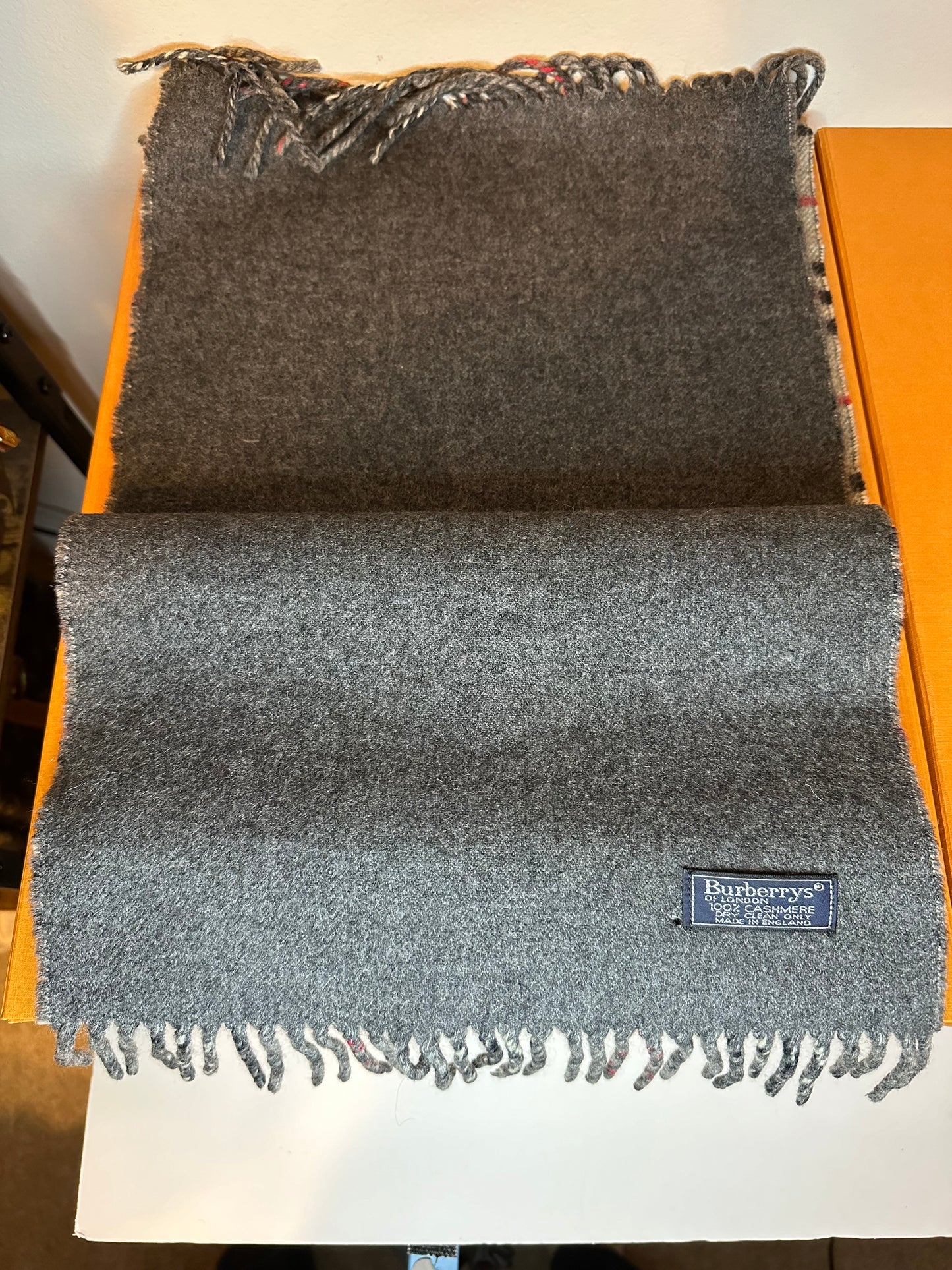Nova Check Grey Cashmere Scarf