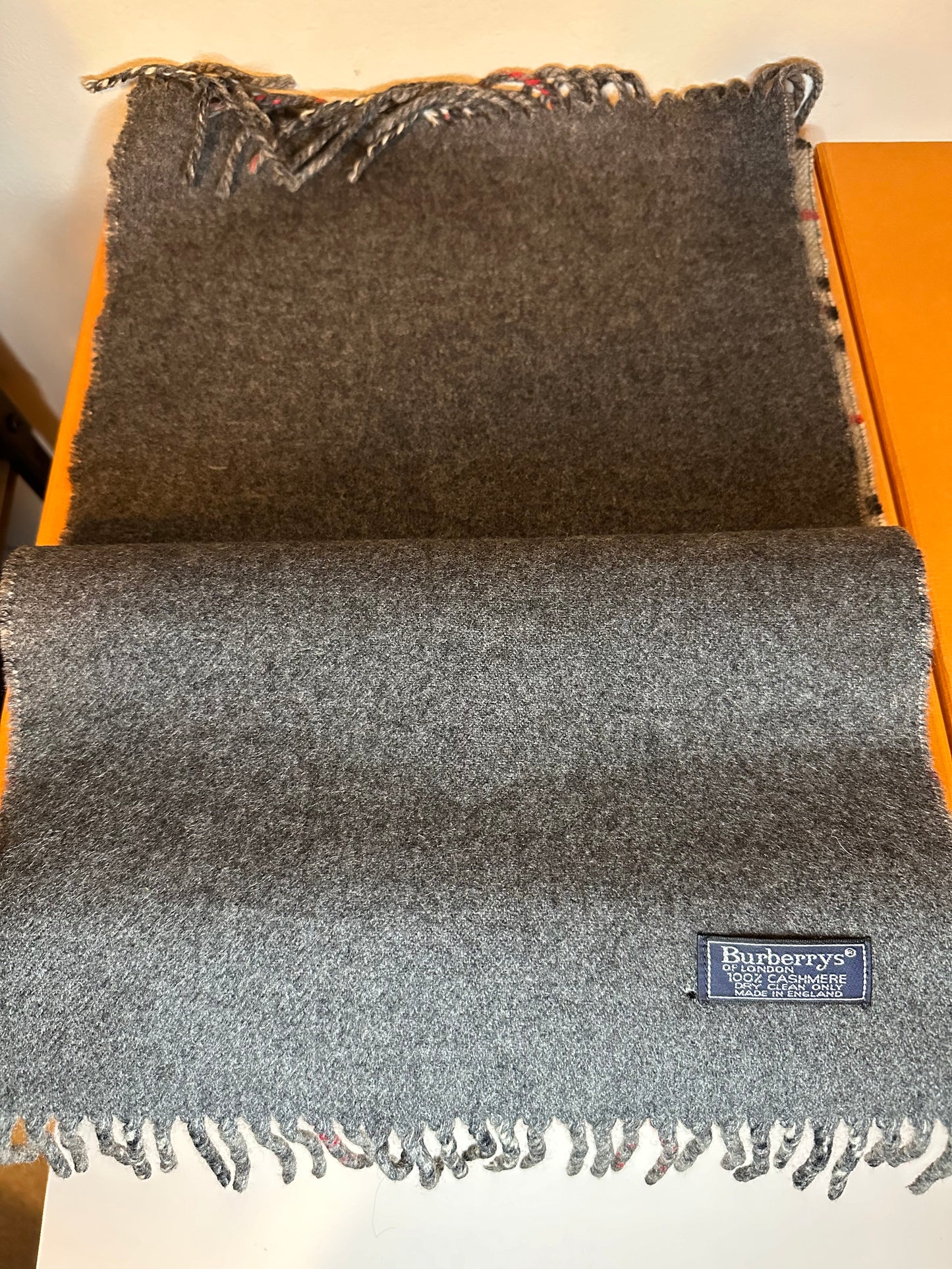 Nova Check Grey Cashmere Scarf