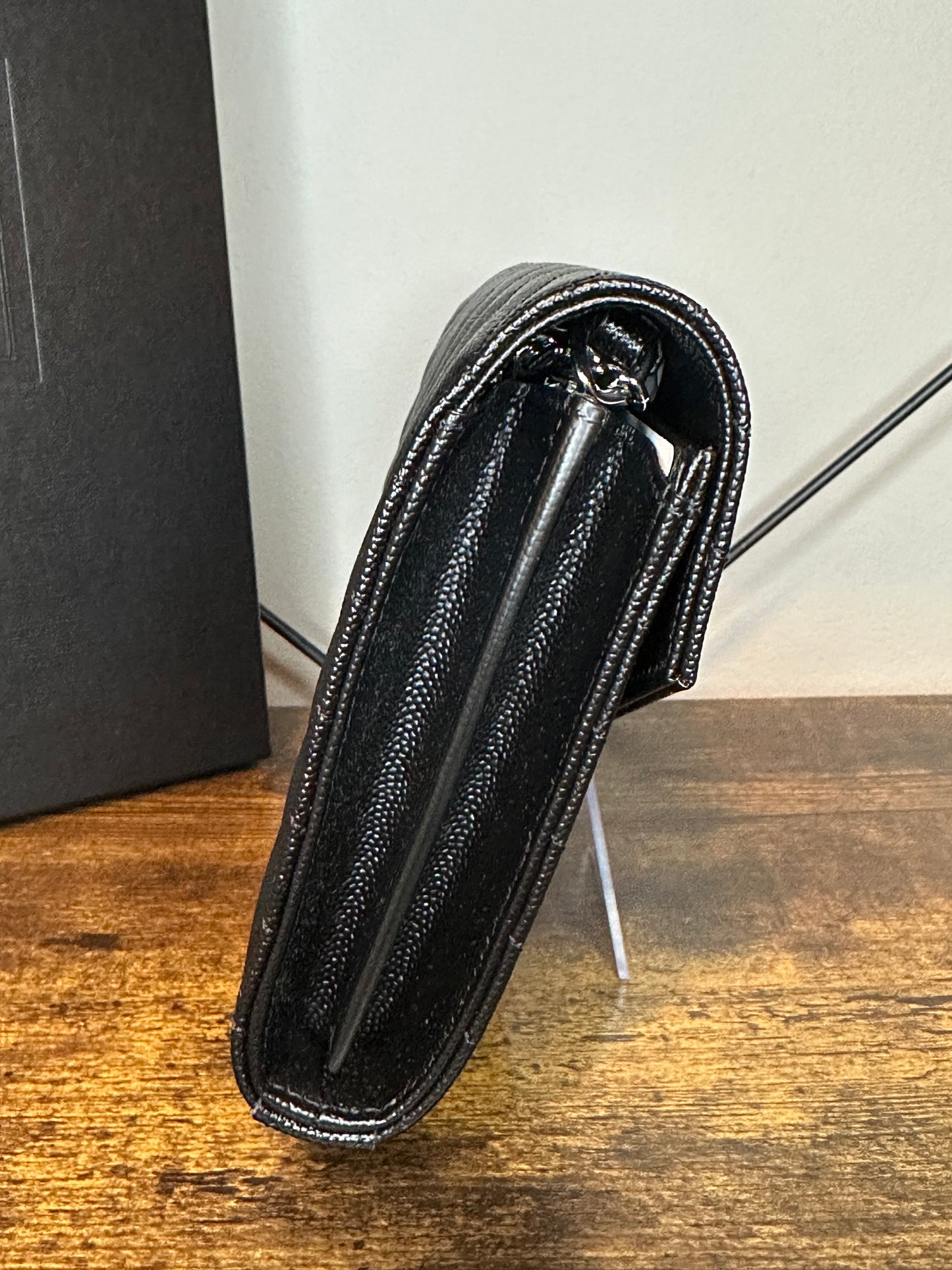 Cassandre Lambskin Chain Wallet Silver