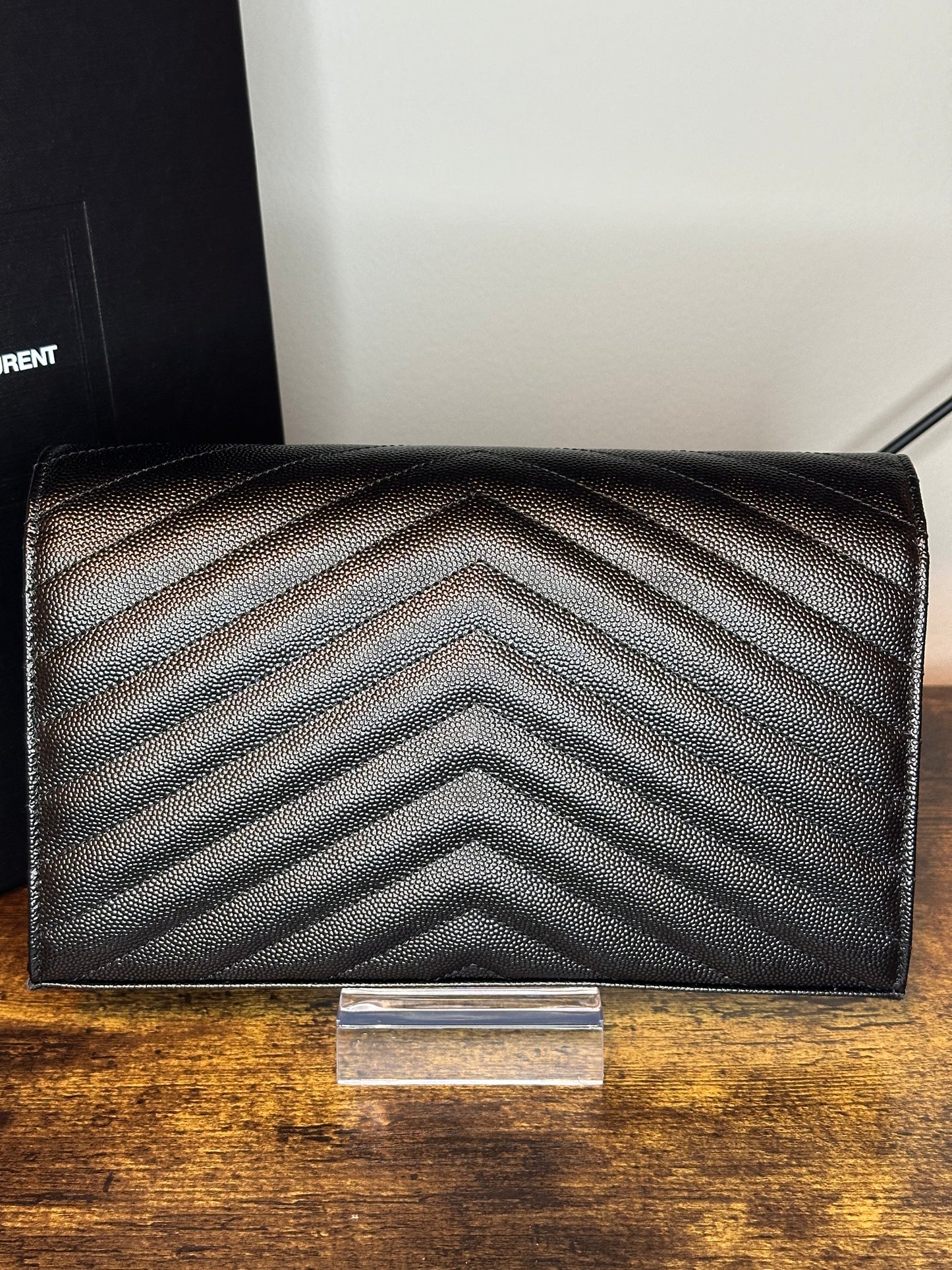 Cassandre Lambskin Chain Wallet Black