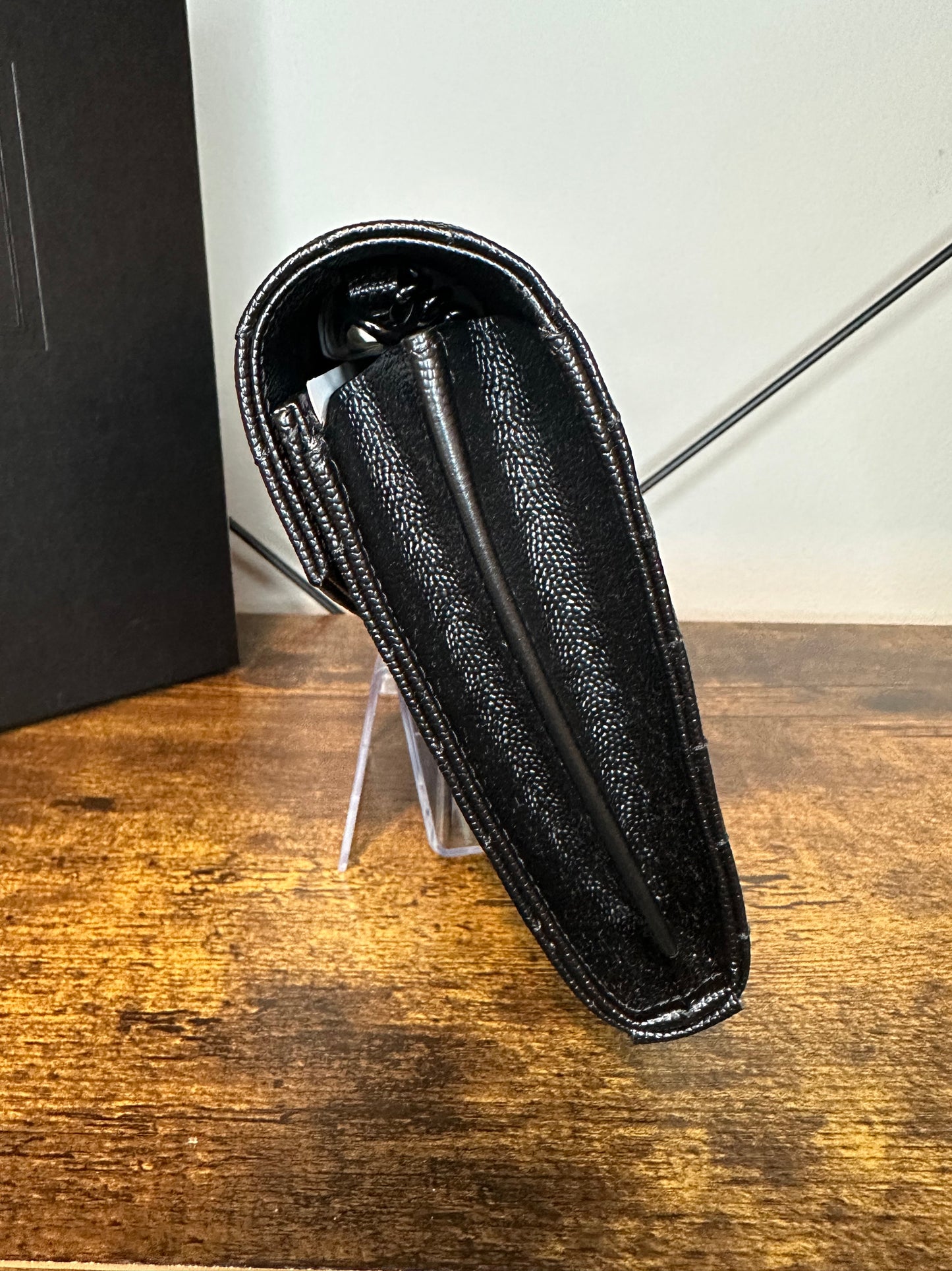 Cassandre Lambskin Chain Wallet Black