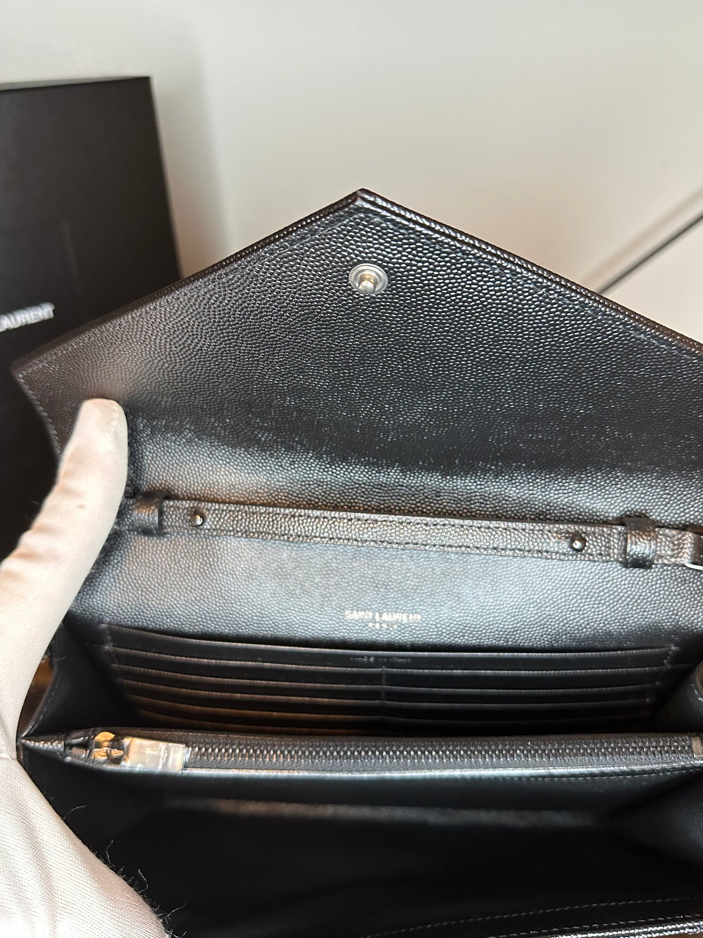 Cassandre Lambskin Chain Wallet Black