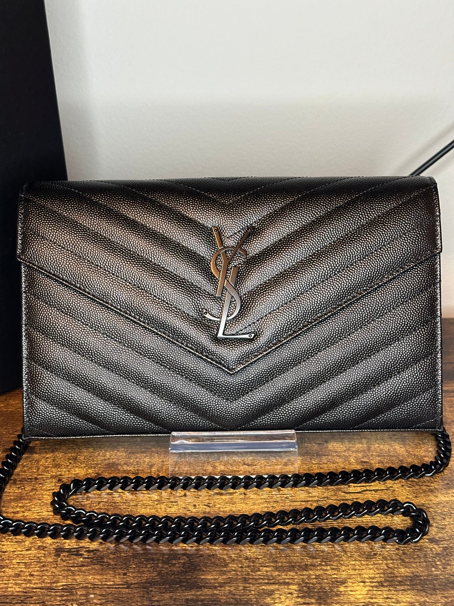 Cassandre Lambskin Chain Wallet Black