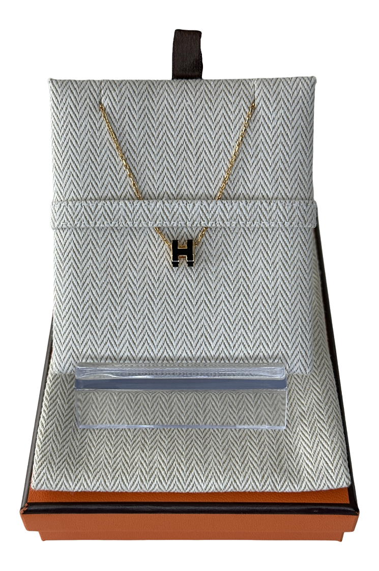 Mini Pop Noir H Pendant Necklace