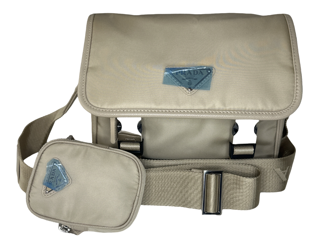 Beige Re-Nylon Shoulder Bag