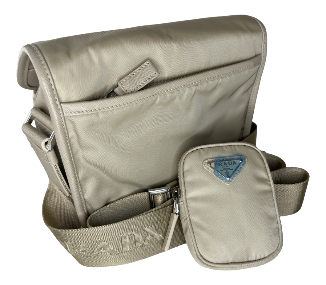 Beige Re-Nylon Shoulder Bag