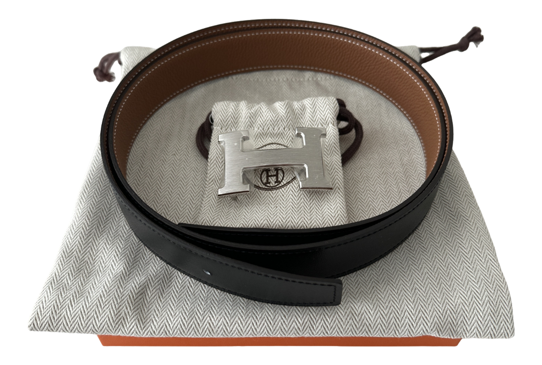 H Belt Buckle and Reversible Leather Strap 32MM