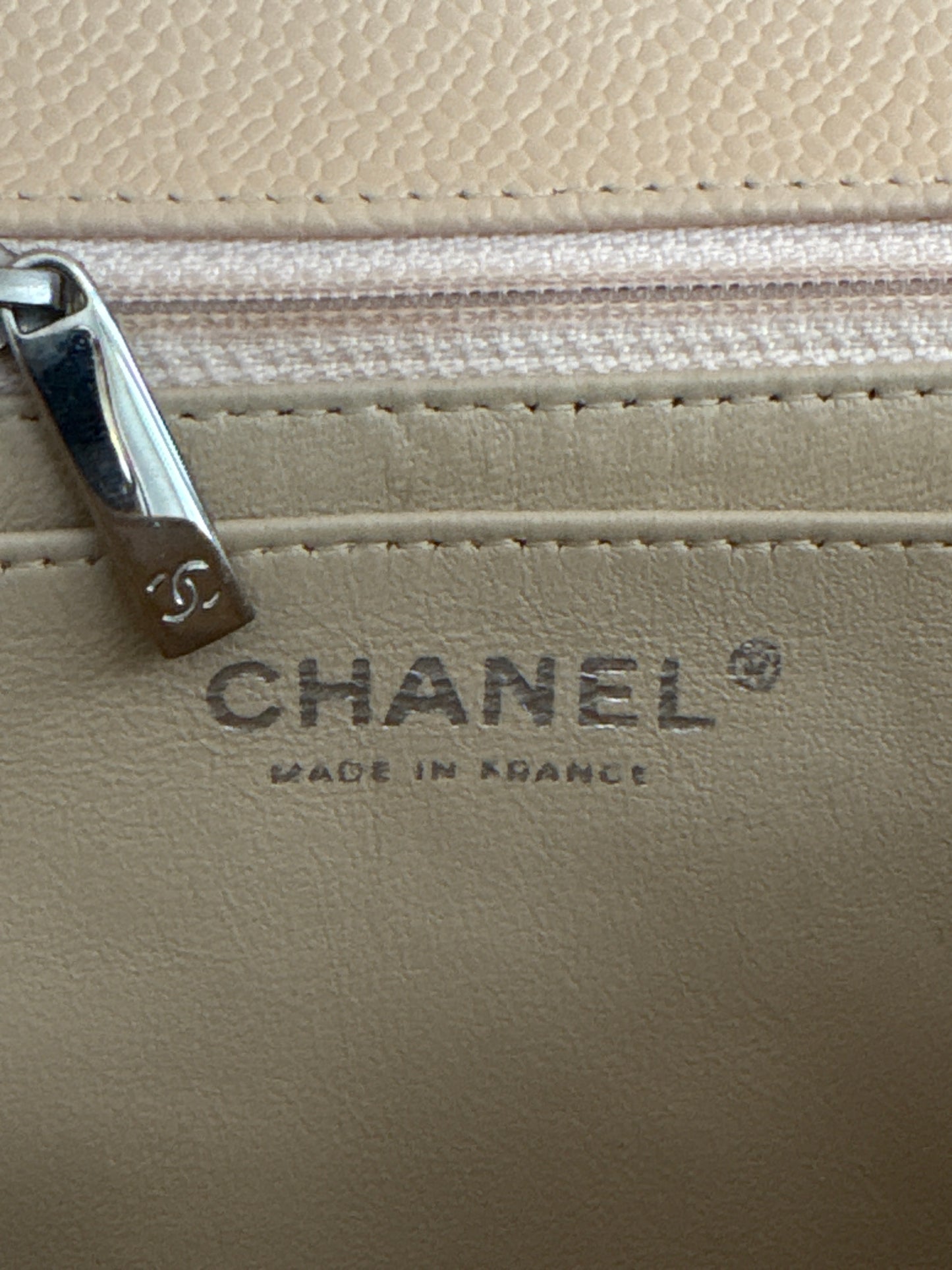 Beige Jumbo Classic Single Flap Bag