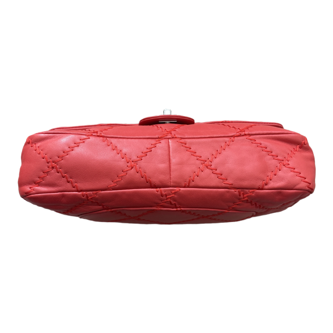 Red Wild Stitch Single Flap Bag