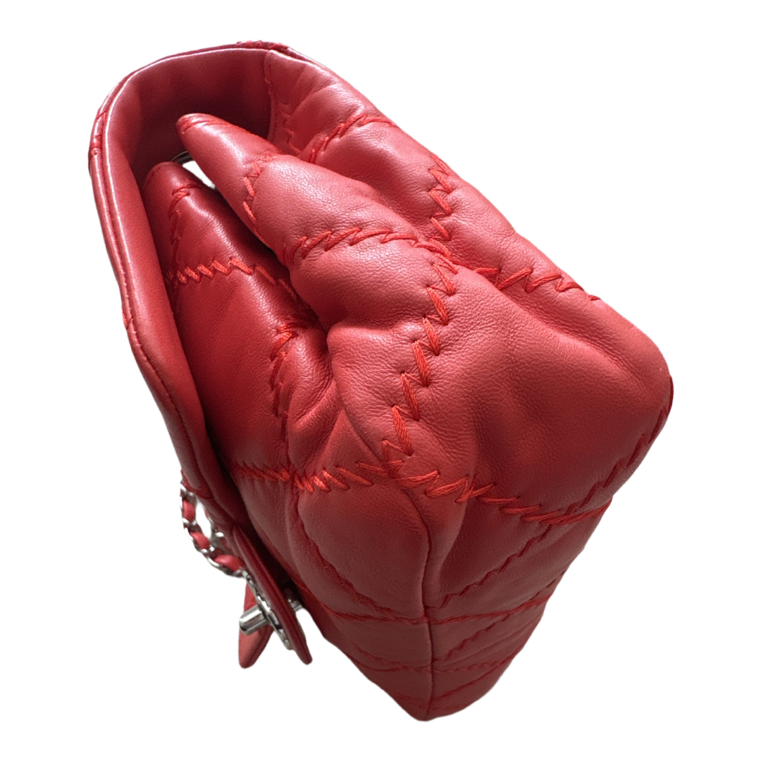 Red Wild Stitch Single Flap Bag