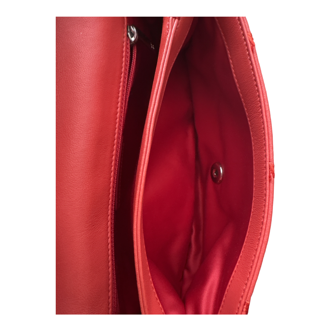 Red Wild Stitch Single Flap Bag