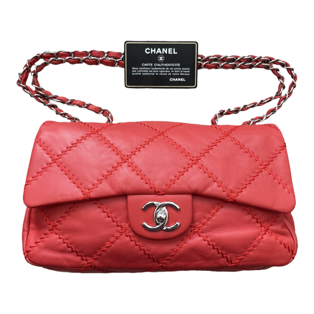 Red Wild Stitch Single Flap Bag