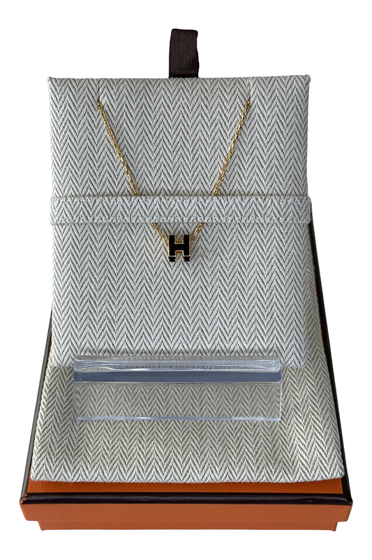 Mini Pop Noir H Pendant Necklace